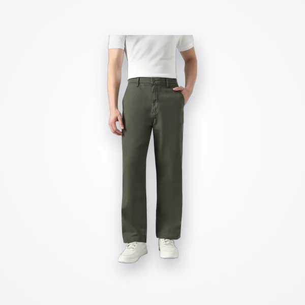 Levi's Men's Olive Green Wide Leg Fit Mid Rise Chinos