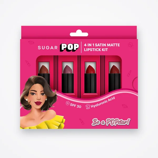 SUGAR POP 4 in 1 Satin Matte Lipstick Kit - 01 Perfect Picks