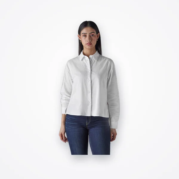 Levi's Women's White Solid Regular Fit Oxford Shirt