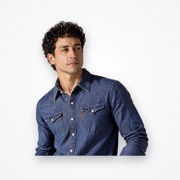 Levi's Men's Solid Regular Fit Denim Shirt - Blue