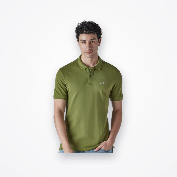 Levi's Men's Solid Olive Slim Fit Pique Polo T-shirt