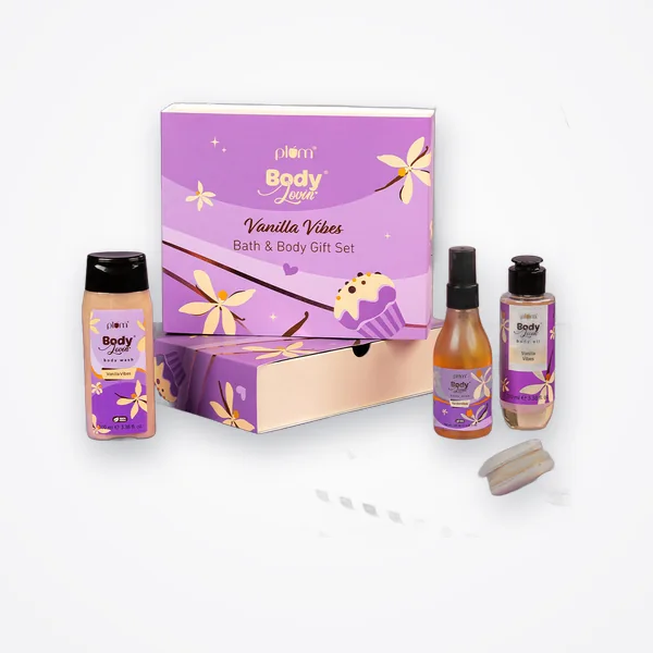 Plum BodyLovin' Vanilla Vibes Bath & Body Gift Set (Body Wash + Body Mist + Body Oil)
