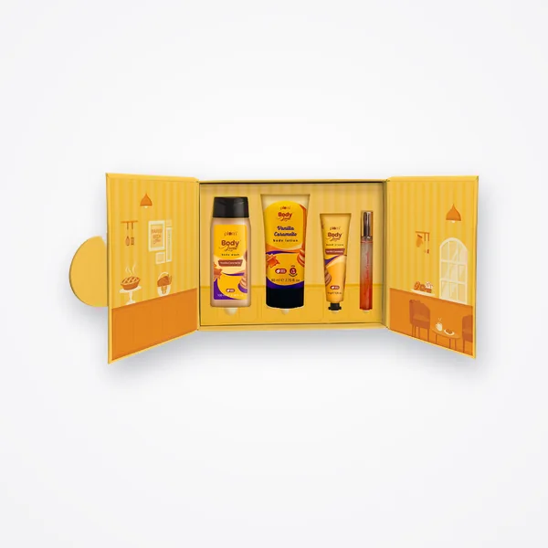 Plum BodyLovin' Vanilla Caramello Bath & Body Gift Set (Body Wash, Body Lotion, Hand Cream, Perfume)