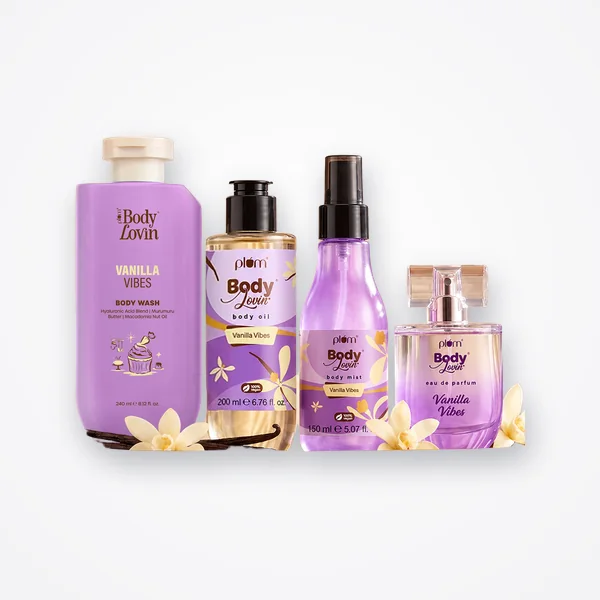 Plum BodyLovin' Ultimate Vanilla Combo (Vanilla Vibes Body Wash, Body Oil, Body Mist & Eau de Parfum)