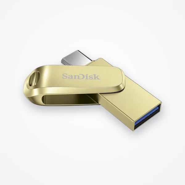 SANDISK Mobile Pen Drive Luxe 128GB, USB Type A & USB C Connector, Up to 400MB/s R, Gold