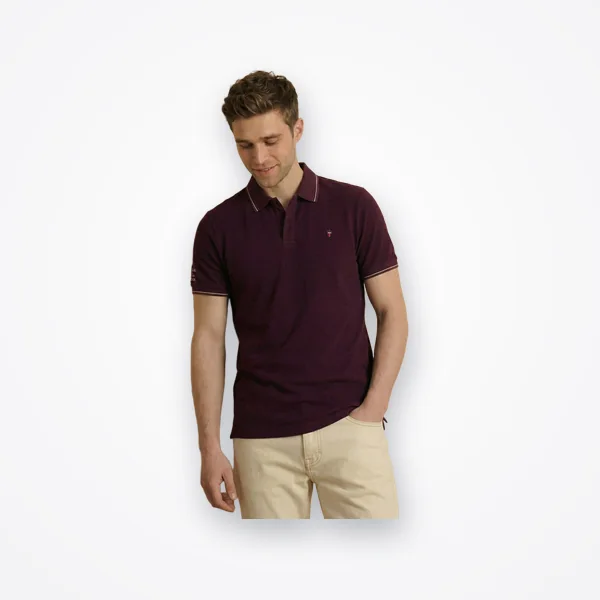 Louis Philippe Jeans Men's Maroon Polo T-Shirt with Collar Tipping