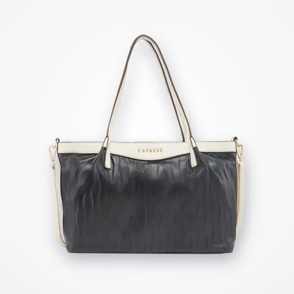 Caprese Faux Leather Black Women Satchel Handbag