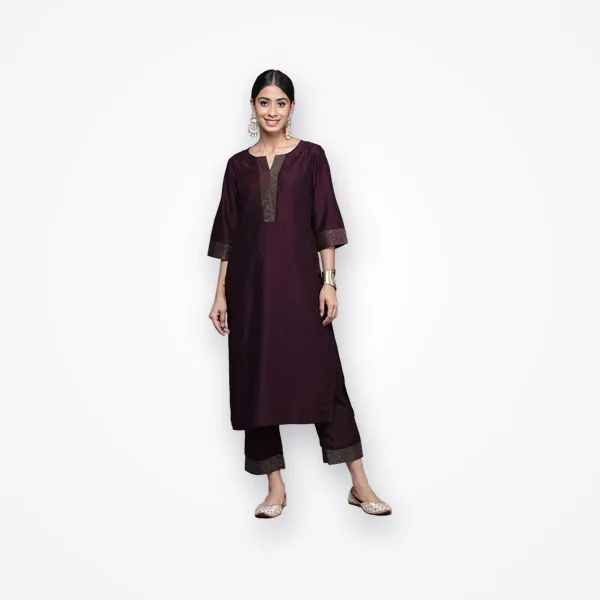 Libas Burgundy Kurta Pant Set