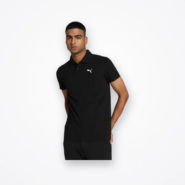Puma Black Cotton Slim Fit Polo T-Shirt