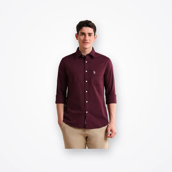 U.S. Polo Assn. Maroon Regular Fit Shirt