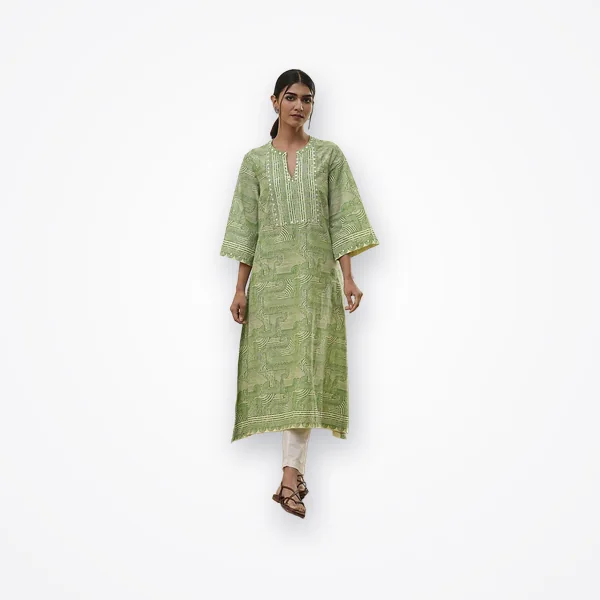 BIBA Green Printed Cotton Kurti