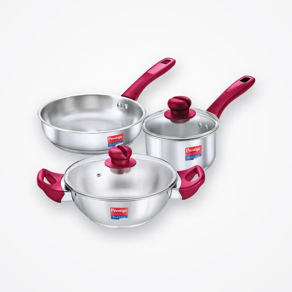 Prestige Platina Stainless Steel Cookware Set of 3