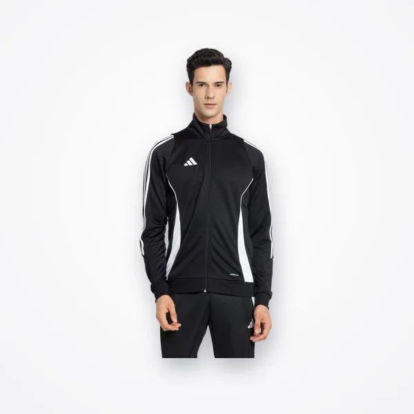 Adidas Men's Black Slim Fit Logo Printed Sports Jacket