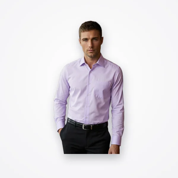 Louis Philippe Men's Lilac Wrinkle Free Cotton Regular Fit Formal Shirt