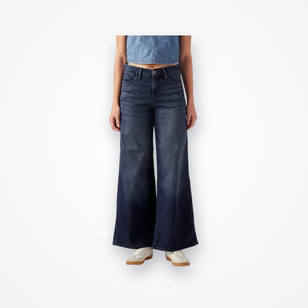 Levi's Women's 318 Dark Indigo Shaping Wide Leg Mid Rise Redloop Jeans