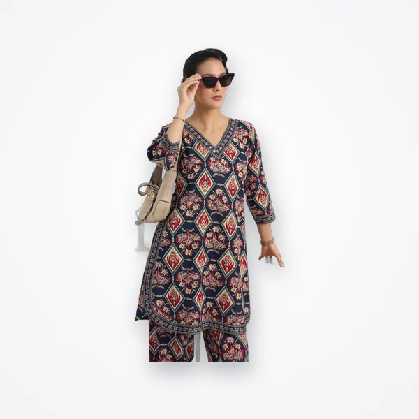 Gerua by Libas Blue Floral Printed Straight Kurta Set