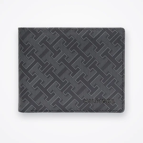 Tommy Hilfiger Porec Black Leather Printed Bi-Fold Wallet for Men