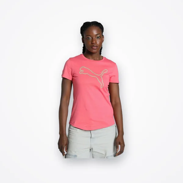 Puma Sun Kissed Coral Cotton Regular Fit Logo Printed T-Shirt