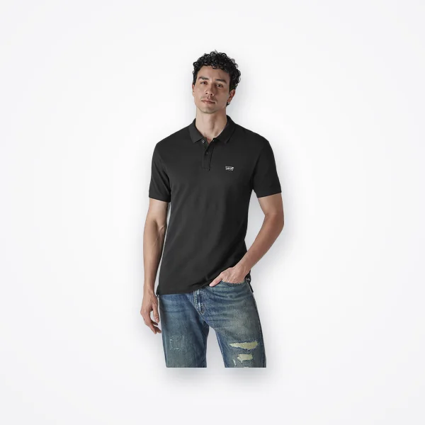 Levi's Men's Solid Black Slim Fit Pique Polo T-shirt